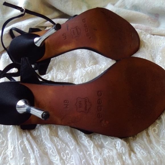 Bebe Black strappy 4' heels,size 6M. - Picture 9 of 9
